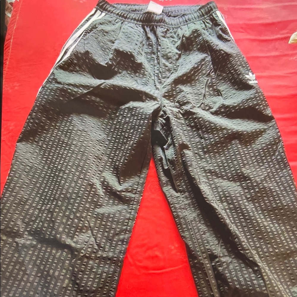 adidas Black Track Pants with White Stripe Accents